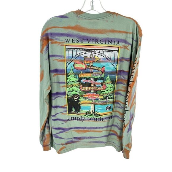 Simply Southern upcycled West Virginia Medium tie dye NEW NWT purple orange stri - Picture 4 of 8